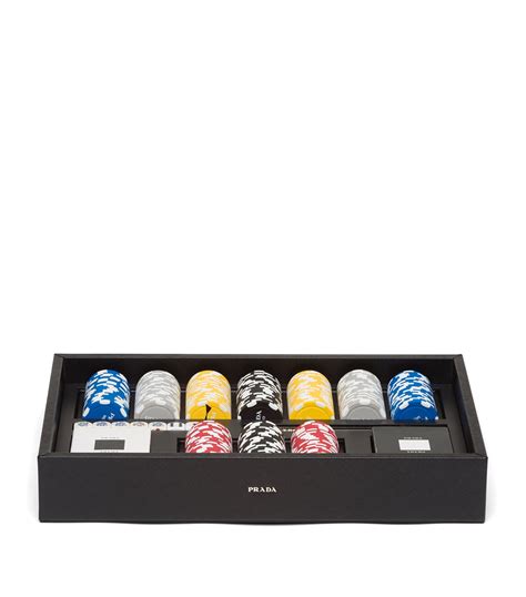 Prada black Saffiano Leather Poker Set 